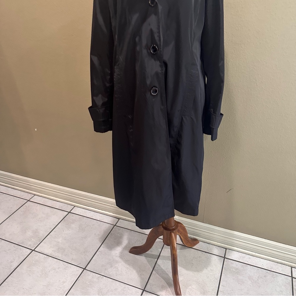 Via Spiga Women's Black Trench Coat Water Resistant raincoat Large - Picture 4 of 15